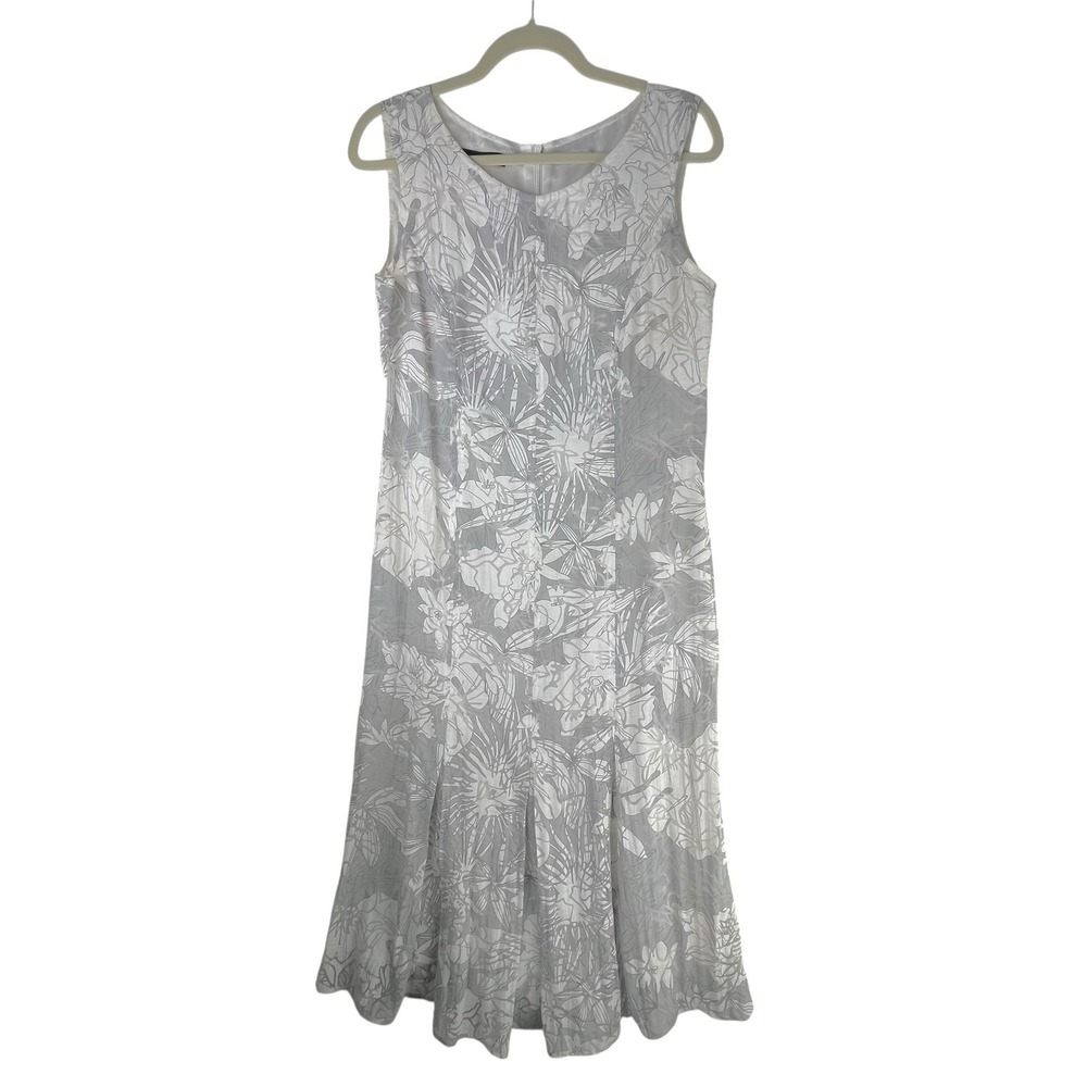 Bianca Gray White‎ Midi Dress Womens Shift US 10 EU 40
